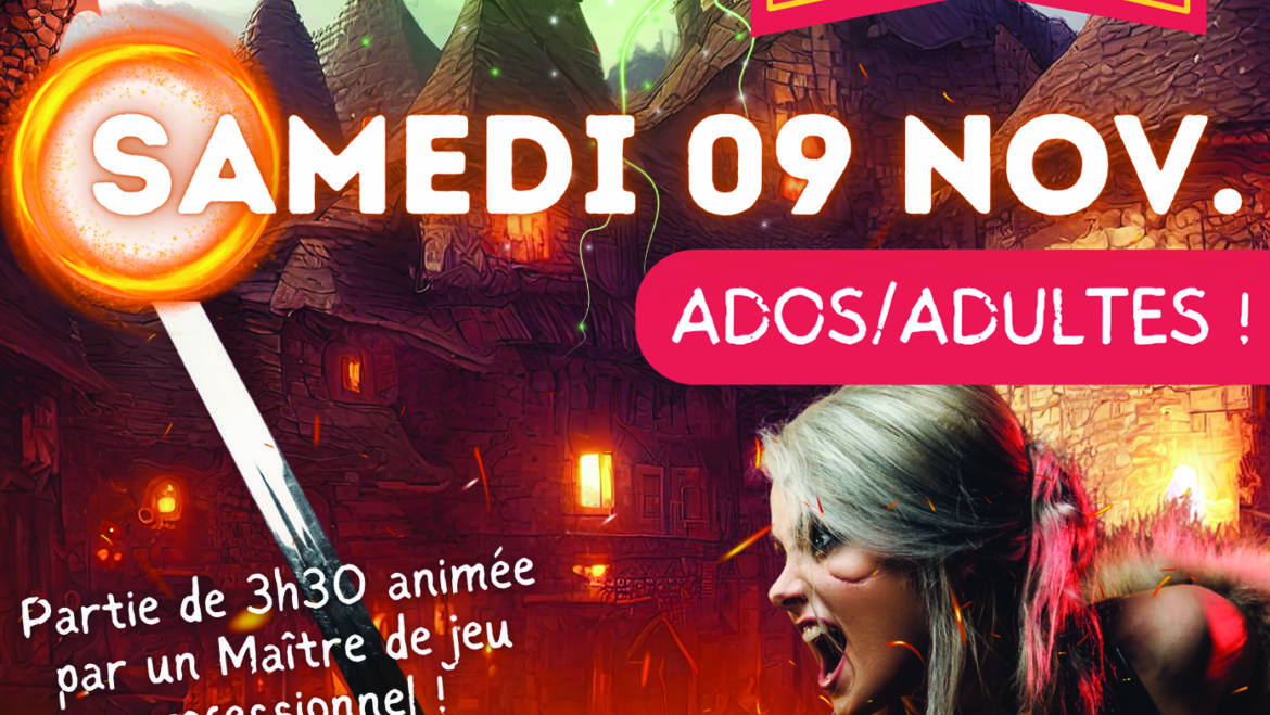 <span style='color:#8B1434;font-size:12px;'>Samedi 09 novembre</span><br> INITIATION AU JEU DE ROLE